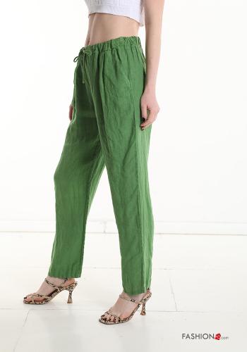 Linen Trousers with pockets with drawstring - ph 3
