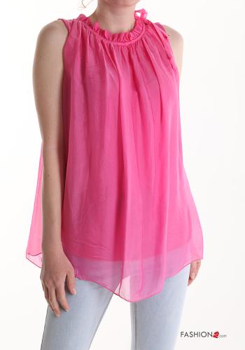 Blusa de Seda sin mangas con lazo - ph 1