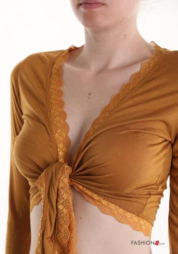 lace trim long sleeve Bolero - ph 4