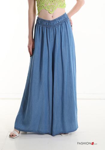 Pantalones tela vaquera wide leg con bolsillos con elástico - ph 1