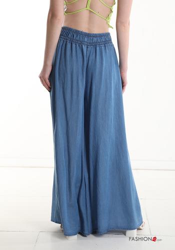 Pantalones tela vaquera wide leg con bolsillos con elástico - ph 2