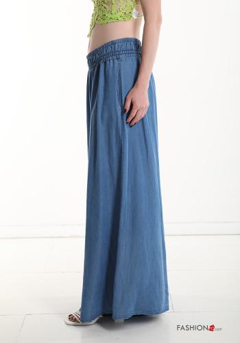Pantalones tela vaquera wide leg con bolsillos con elástico - ph 3