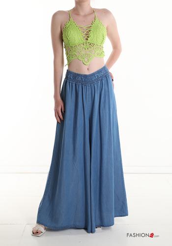 Pantalones tela vaquera wide leg con bolsillos con elástico - ph 5
