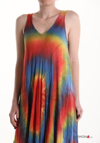 Multicoloured long Sleeveless Dress with v-neck - ph 4