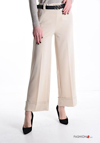 Trousers with belt with elastic with pockets