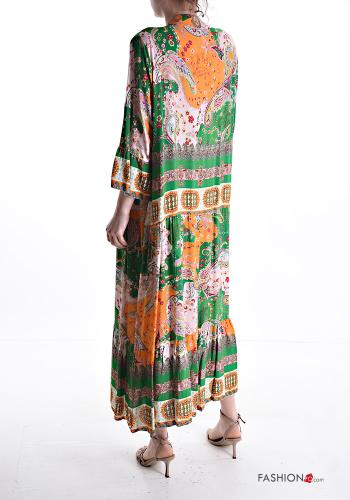 Abito in Cotone oversize lungo Fantasia mista con bottoni maniche a tre quarti - ph 2