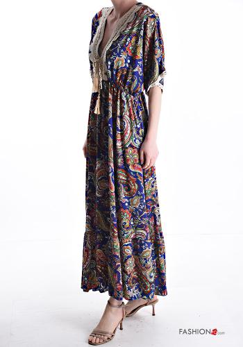 Abito in Cotone Fantasia paisley con fiocco con frange - ph 3