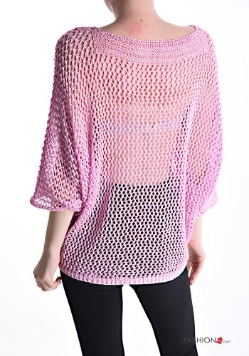 Maglione lurex a rete maniche a tre quarti - ph 2