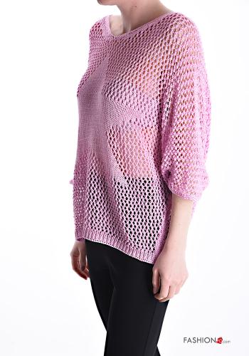 Maglione lurex a rete maniche a tre quarti - ph 3