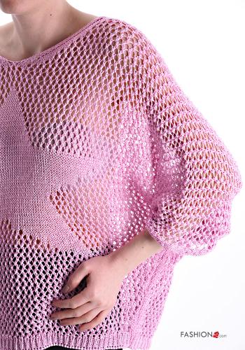 Maglione lurex a rete maniche a tre quarti - ph 4