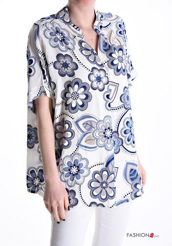 Blusa manga curta Floral gola V - ph 1