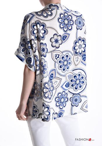Blusa manga curta Floral gola V - ph 2