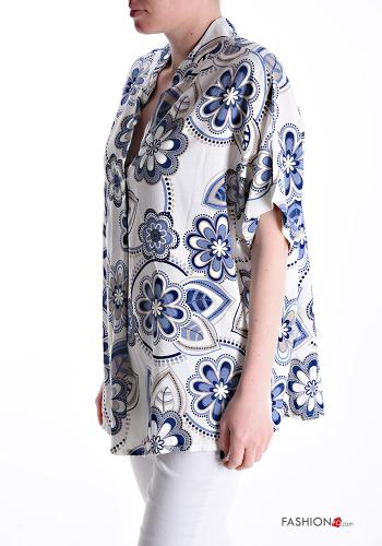 Blusa manga curta Floral gola V - ph 3