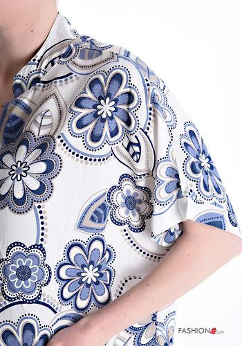 Blusa manga curta Floral gola V - ph 4
