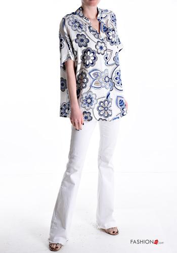 Blusa manga curta Floral gola V - ph 5