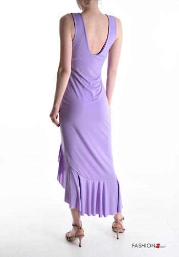 Vestido asimetrico espalda descubierta con cuello en v con volantes con nodo - ph 2