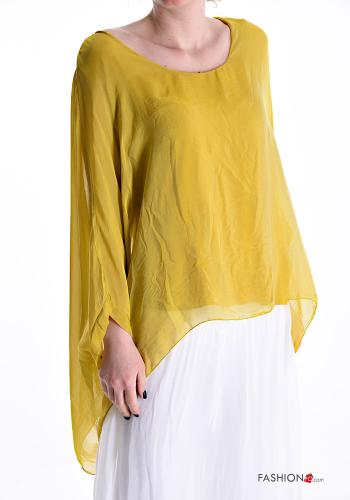 Blusa in Seta maniche volant girocollo - ph 1
