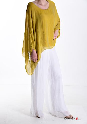 Blusa in Seta maniche volant girocollo - ph 5