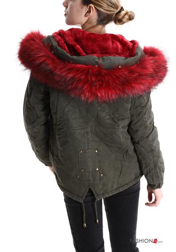 Parka aus Baumwolle mit Knöpfen mit Kapuze mit Reißverschluss mit Taschen - ph 2