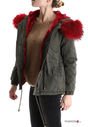 Parka aus Baumwolle mit Knöpfen mit Kapuze mit Reißverschluss mit Taschen - ph 3