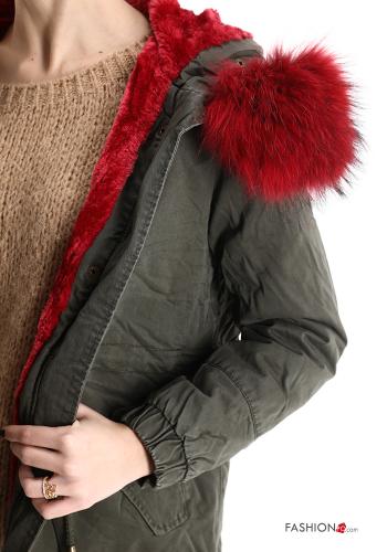 Parka aus Baumwolle mit Knöpfen mit Kapuze mit Reißverschluss mit Taschen - ph 4