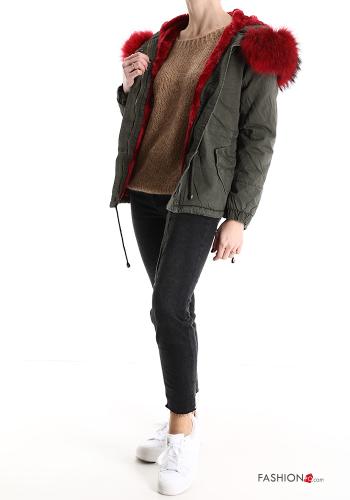 Parka aus Baumwolle mit Knöpfen mit Kapuze mit Reißverschluss mit Taschen - ph 5