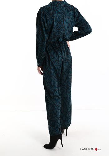 Jumpsuit Fantasia animalier con bottoni con cintura con tasche - ph 2