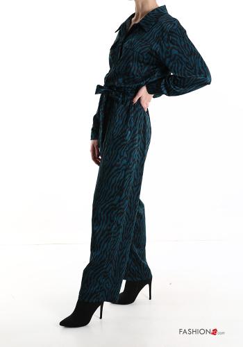 Jumpsuit Fantasia animalier con bottoni con cintura con tasche - ph 3