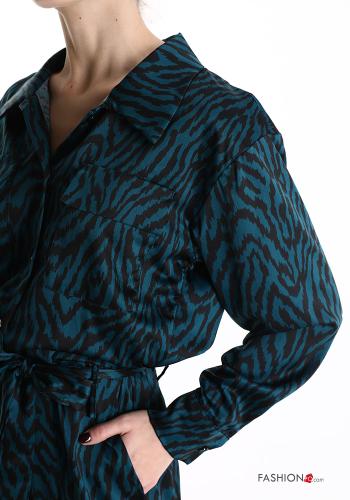 Jumpsuit Fantasia animalier con bottoni con cintura con tasche - ph 4