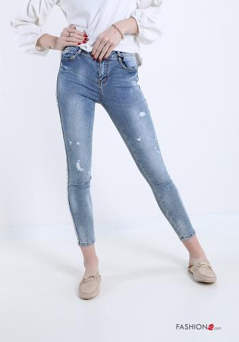 Cotton Jeans with sequins with buttons with zip with pockets - ph 1