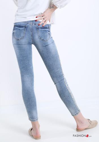 Cotton Jeans with sequins with buttons with zip with pockets - ph 2