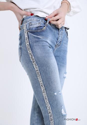 Cotton Jeans with sequins with buttons with zip with pockets - ph 4