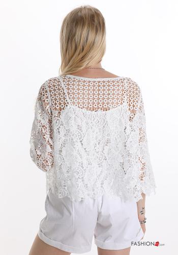 Bolero  renda com botões Padrão bordado - ph 2