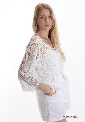 Bolero  renda com botões Padrão bordado - ph 3