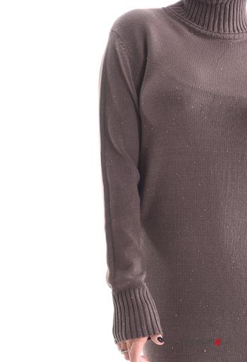 Abito maniche lunghe al ginocchio con paillettes a collo alto - ph 4