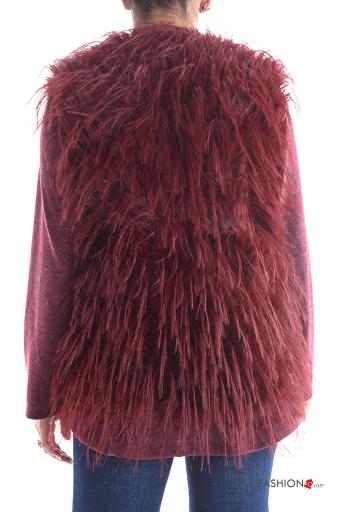 faux fur Gilet with feathers with pockets Rollneck with buttons - ph 2