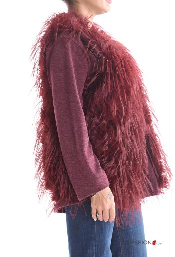 faux fur Gilet with feathers with pockets Rollneck with buttons - ph 3