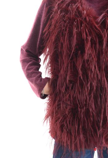 faux fur Gilet with feathers with pockets Rollneck with buttons - ph 4