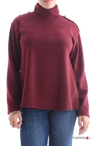Jersey De lurex manga larga de cuello alto con botones