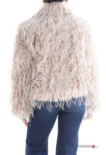 lurex long sleeve faux fur Coat - ph 2