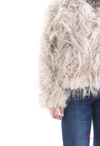 lurex long sleeve faux fur Coat - ph 4