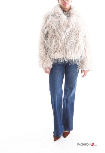 lurex long sleeve faux fur Coat - ph 5