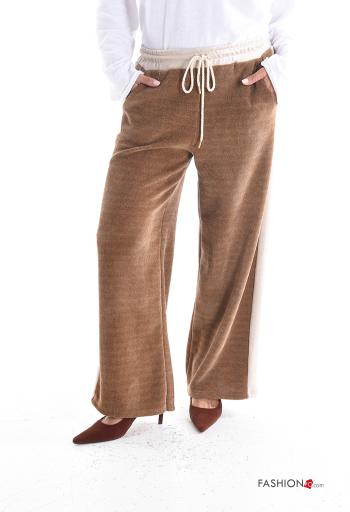 Pantalone in velluto wide leg con coulisse