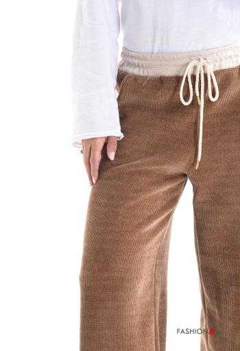 Pantalone in velluto wide leg con coulisse - ph 4