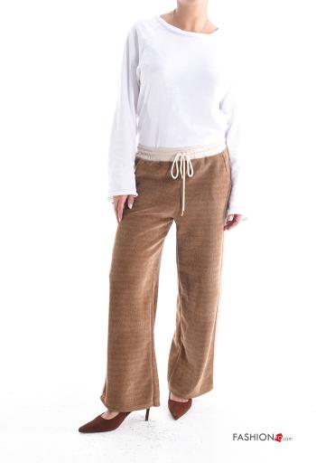 Pantalone in velluto wide leg con coulisse - ph 5