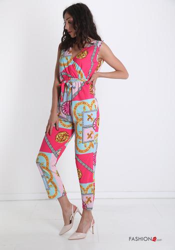 Combinaison  avec ceinture encolure en V Imprimé jacquard - ph 3