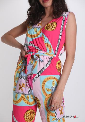 Combinaison  avec ceinture encolure en V Imprimé jacquard - ph 4