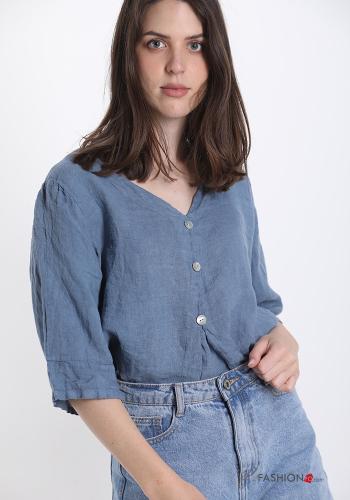Linen Shirt with v-neck