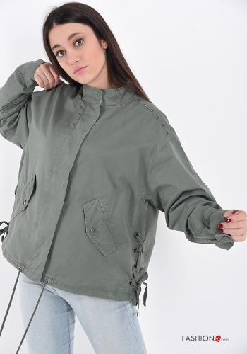 Cotton Jacket with buttons with zip with pockets