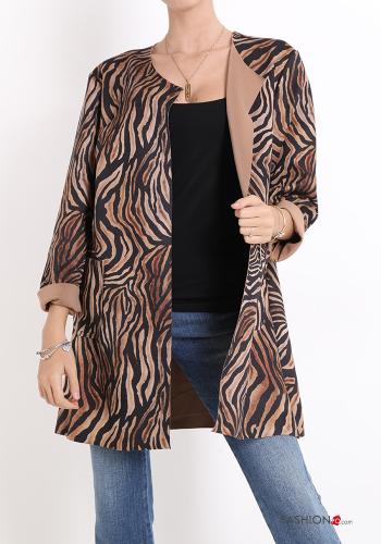 Patterned Duster Coat with pockets - ph 1